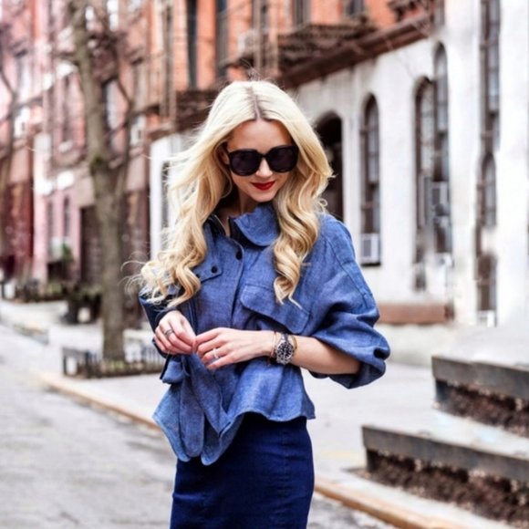 Marissa Webb Anorak Kayla Denim Linen Chambray Jacket - Picture 3 of 16